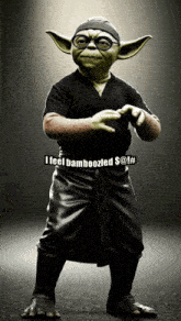 a picture of yoda with the words i feel bambooozled $ @ ! # on it