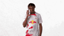 Calling Someone Over The Phone Mohamed Simakan GIF - Calling Someone Over The Phone Mohamed Simakan Rb Leipzig GIFs