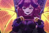 a screenshot of a video game shows a girl with horns and wings