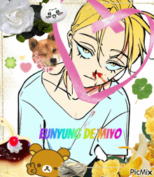 a picture of a girl with a bloody nose and the name eunyung de miyo on it