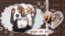 a picture of a person with a dog on their head and the words gojo de abi