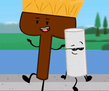 a cartoon drawing of a hammer and a stick with sunglasses on