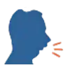 a silhouette of a man 's head with his mouth open and a speech bubble coming out of his mouth .