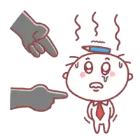 a cartoon character with a pencil on his head is being pointed at