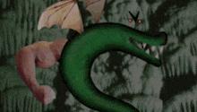 a cartoon drawing of a snake with its mouth open and a glowing liquid coming out of it .
