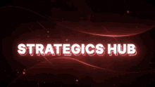 a red background with the words strategics hub