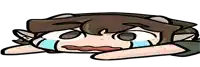 a cartoon character is laying down and crying with tears running down his face