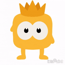 a cartoon character with a crown on his head and the words ibispaint below it