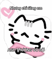 a sticker of a hello kitty with a pink heart and a pink tongue sticking out .