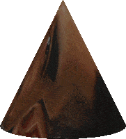 a brown cone with a white background and smoke coming out of the top