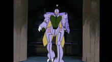 a cartoon drawing of a robot with a green head