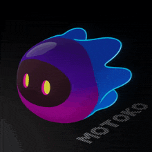 a purple and blue cartoon character with the word ibm on the bottom right