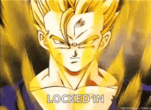 a close up of a cartoon character 's face with the words `` locked in '' written on it .