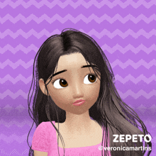 a cartoon girl with the name zepeto on the bottom right