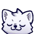 a cartoon drawing of a white cat 's head with its eyes closed .