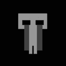 a black and white drawing of a skeleton with a t on it 's head .