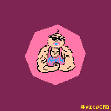 a pixel art drawing of a cartoon character with the hashtag #picocad