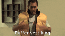 Puffer Vest Life Preserver GIF - Puffer Vest Life Preserver Inflatable Vest GIFs