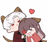 a cartoon drawing of a man kissing a woman on the cheek