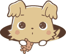a cartoon dog is sticking its head out of a hole in the ground