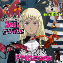 a picture of a girl wearing a tiara with the words best girl princess on it