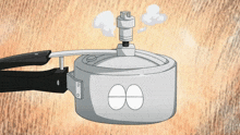 an illustration of a pressure cooker with steam coming out of the top