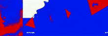 a red and blue background with a few white dots and the word mfw