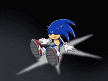 a cartoon drawing of sonic the hedgehog waving