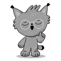 a cartoon drawing of a cat wearing glasses giving a thumbs up