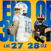 an advertisement for the end of the lac 27 28 cle football season