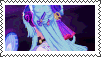 a picture of a girl with long blue hair and a purple ponytail .