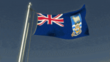 a blue flag with a coat of arms and the words british virgin islands