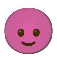 a pink circle with an angry face and a cat ear