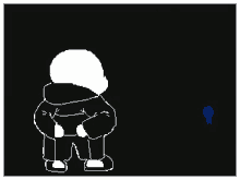 a pixel art of sans from undertale standing next to a blue splash .