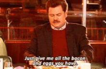 ron swanson parks and rec brunch breakfast all bacon and eggs