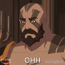 a cartoon of a man with a beard and the words ohh on the bottom