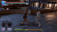 two men are fighting in a video game where one of them is called ' ukae the bridge guard '