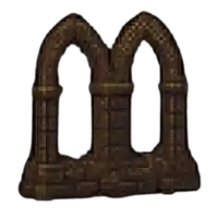 the letter m is made of bricks and looks like a building