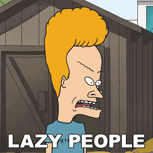 a cartoon character with a big head and the words 