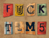 a bunch of letters cut out of paper that say fuck tlm 5