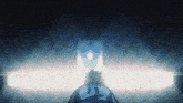 a person with the number 11 on their shirt is standing in a dark room