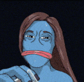 a cartoon of a woman with a blue face