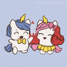 a drawing of two unicorns giving a thumbs up with the word brave unicorn on the bottom