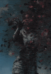 a woman giving a thumbs up with petals falling from the sky