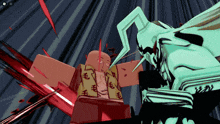 a cartoon character with chinese characters on his shirt is being attacked by another character