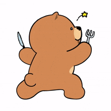 animal bear cute fork hungry