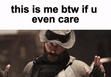 a man with a beard wearing a hat and goggles with the words this is me btw if u even care