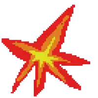 a pixel art drawing of a starfish with a yellow center