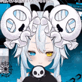 a drawing of a girl with a skull on her shoulder