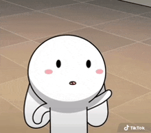 a cartoon character with a surprised look on his face is standing on a tiled floor ..